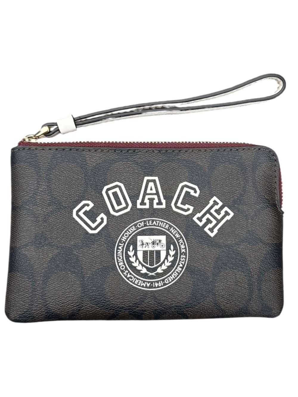 Coach EUC Corner Zip Signature Wristlet